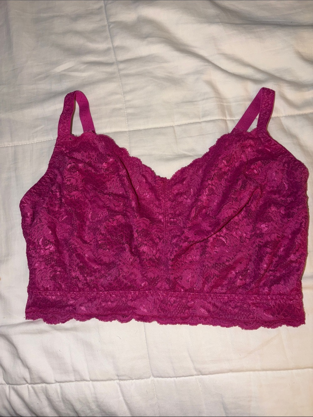 Cosabella Curvy Sweetie Bra Womens XL Pink Lace Wireless Bralette NEVER1310